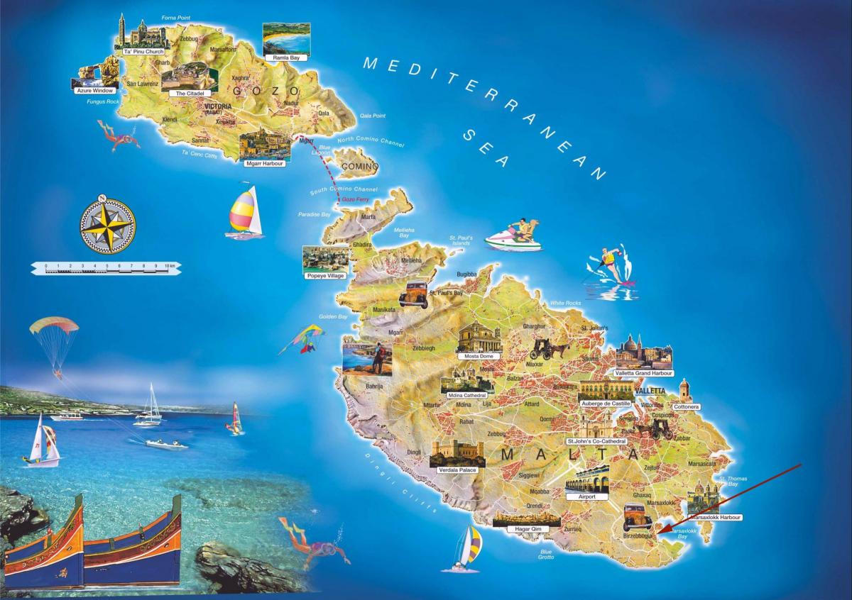 Malta tourist attractions map